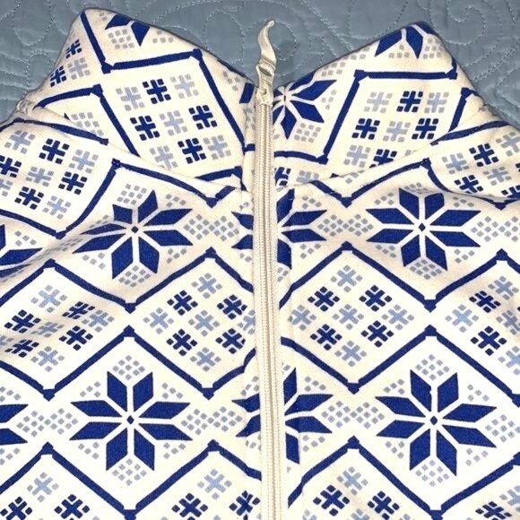 Laura Scott Womens Snowflake Pattern Quarter-Zip Fleece Pullover Sweater Blue & - Picture 3 of 9